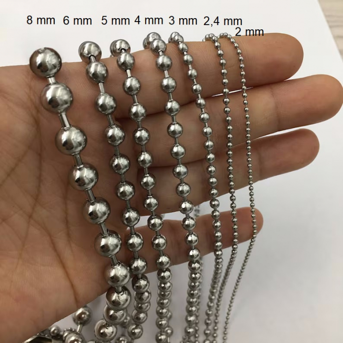 Lant inox militar cu bilute army 60 cm si 3 mm grosime LSL0049 [2]