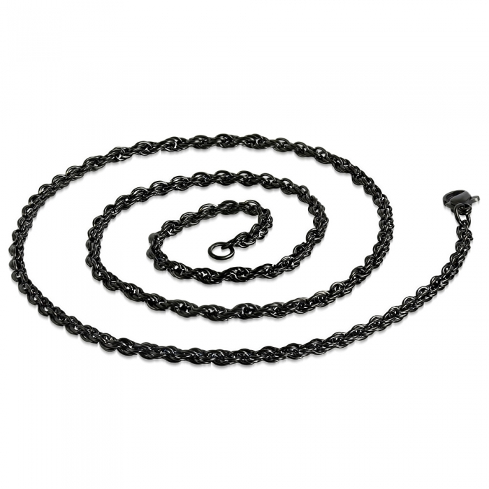 Lant negru inox sfoara 50 cm si 3 mm LSL0319 [2]
