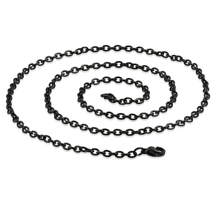 Lant negru inox cu zale ovale 60 cm si 3 mm LSL0324 [2]