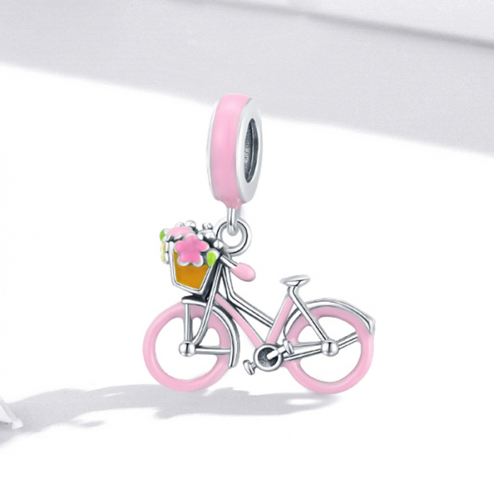 Pandantiv argint bicicleta roz [2]