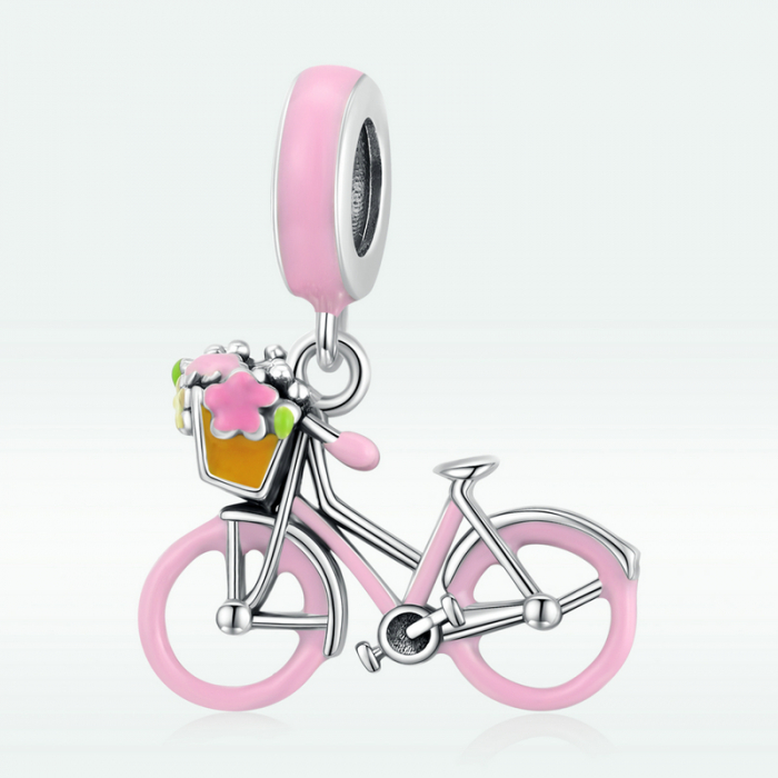Pandantiv argint bicicleta roz [6]