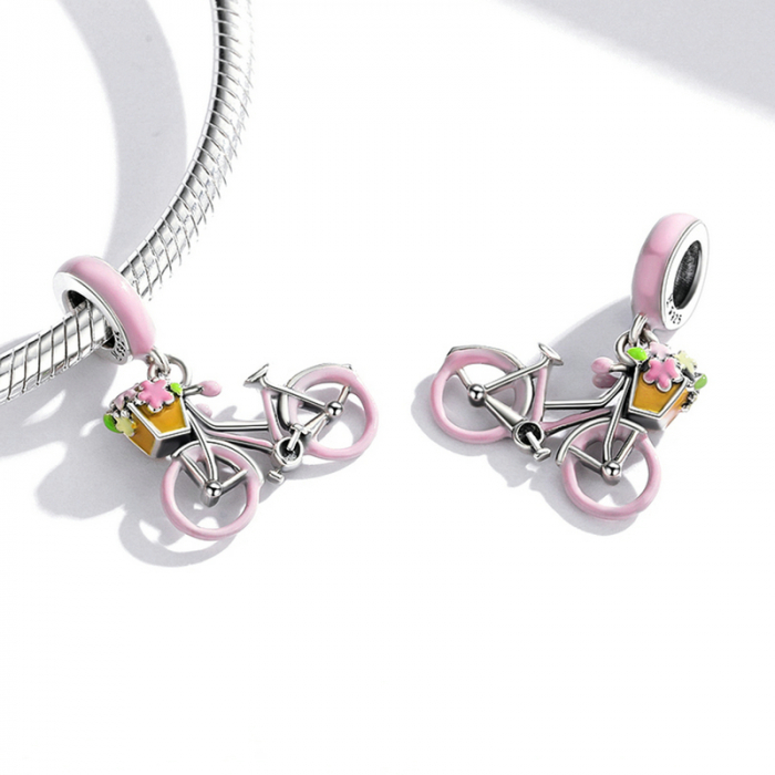 Pandantiv argint bicicleta roz [4]