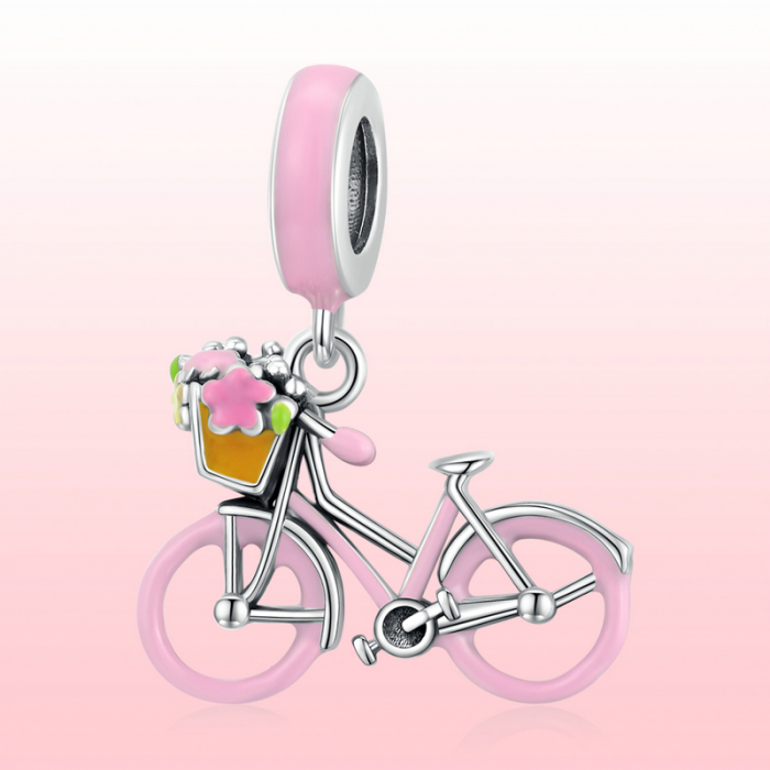 Pandantiv argint bicicleta roz [7]