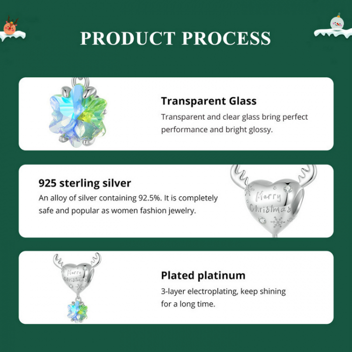 Pandantiv argint Christmas cu ren si fulg de nea [11]