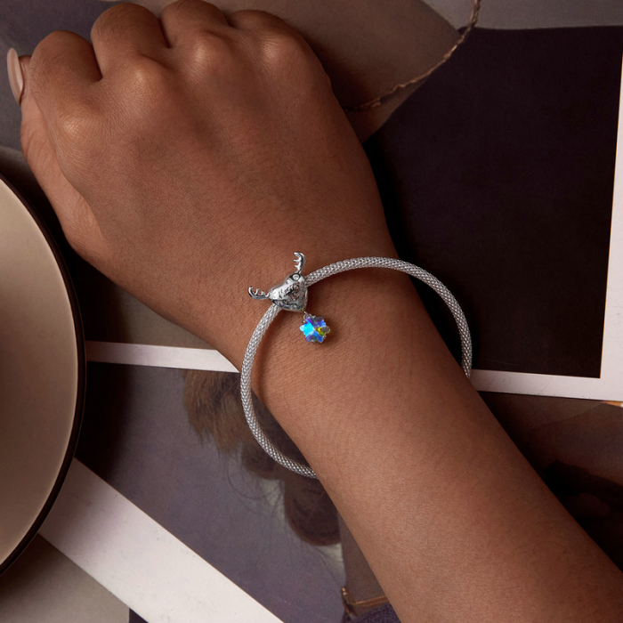 Pandantiv argint Christmas cu ren si fulg de nea [3]