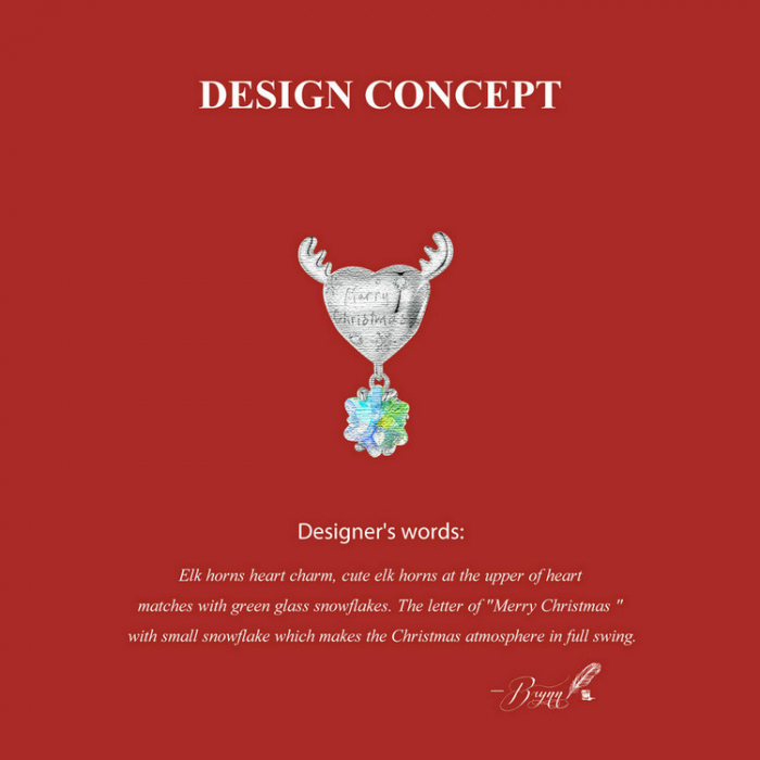 Pandantiv argint Christmas cu ren si fulg de nea [18]