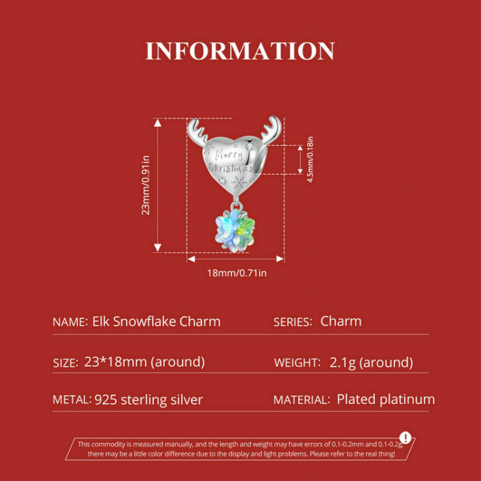 Pandantiv argint Christmas cu ren si fulg de nea [9]