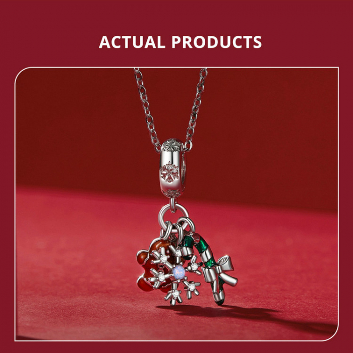 Pandantiv argint  Christmas cu turta dulce si fulg de nea [9]