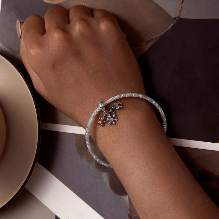 Pandantiv argint  Christmas cu turta dulce si fulg de nea [14]