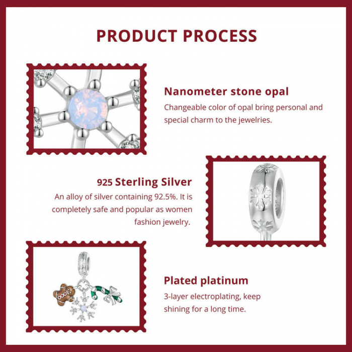 Pandantiv argint  Christmas cu turta dulce si fulg de nea [10]