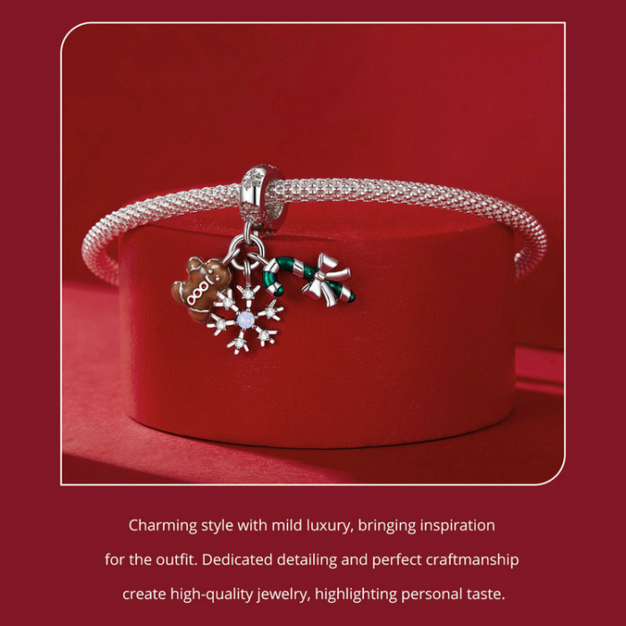 Pandantiv argint  Christmas cu turta dulce si fulg de nea [11]