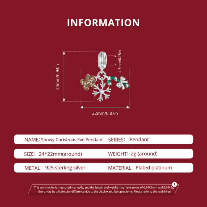 Pandantiv argint  Christmas cu turta dulce si fulg de nea [7]