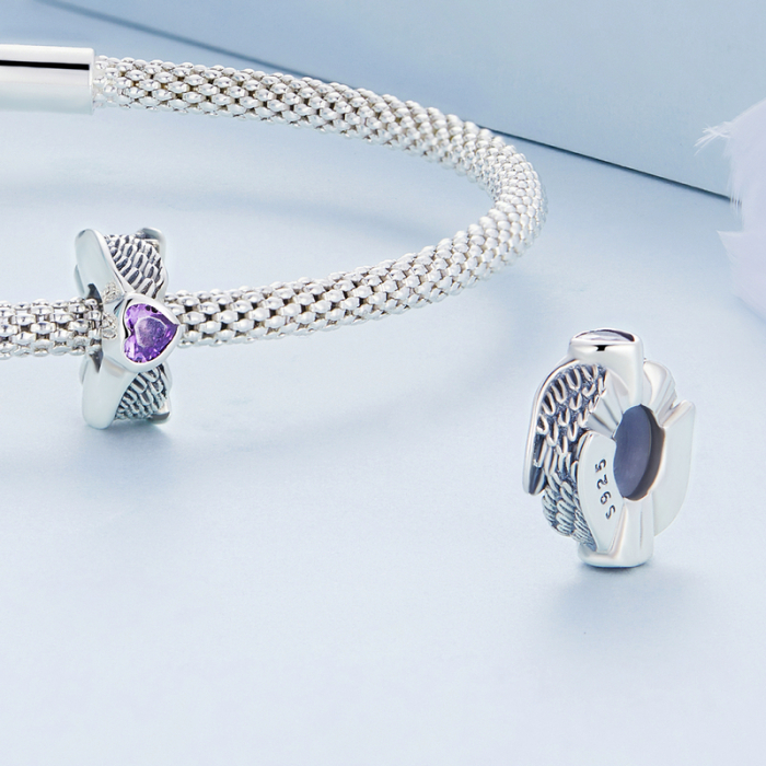 Pandantiv argint cu aripi de inger si inima [4]