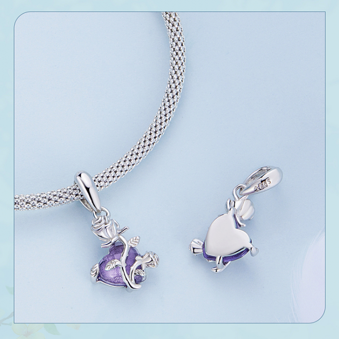 Pandantiv argint cu floare si inima [12]