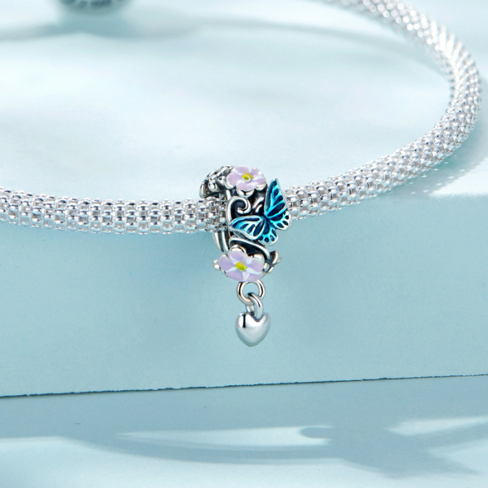 Pandantiv argint cu flori si fluturas [3]