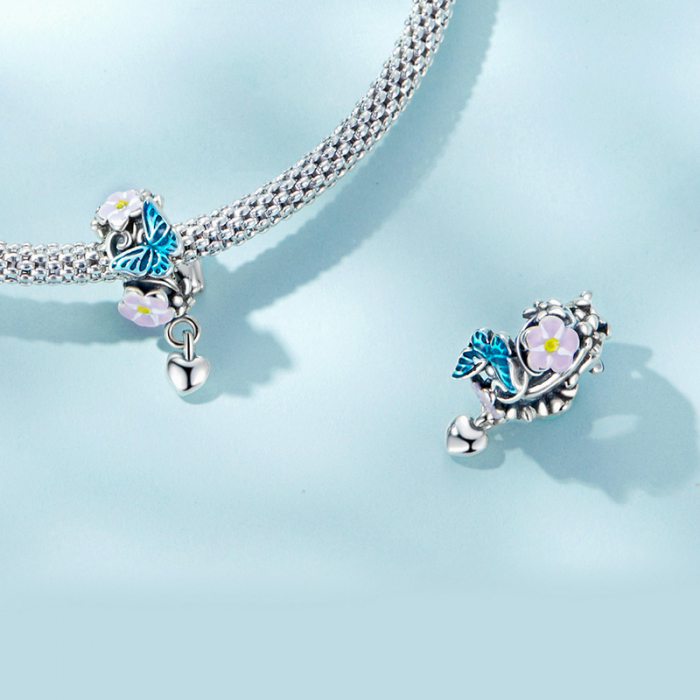Pandantiv argint cu flori si fluturas [4]