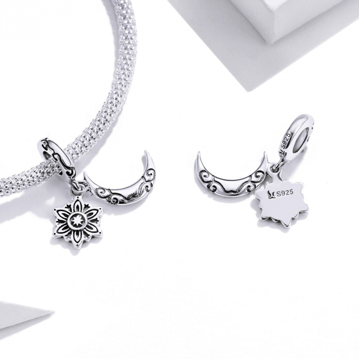 Pandantiv argint cu lotus si luna [2]