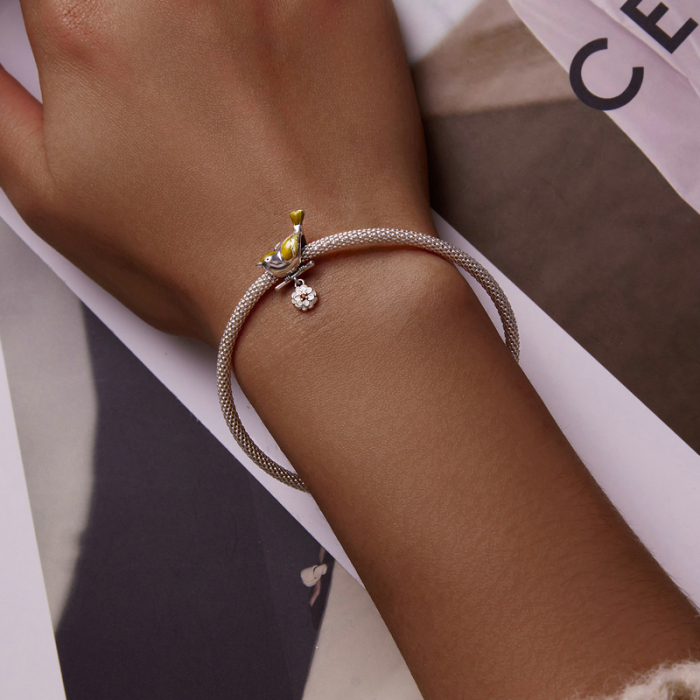 Pandantiv argint cu pasare si floare [5]