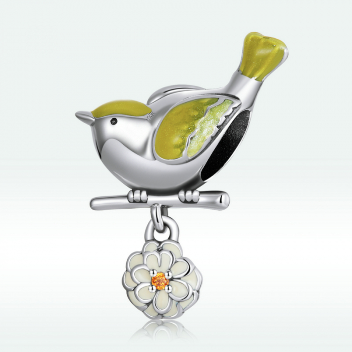 Pandantiv argint cu pasare si floare [7]