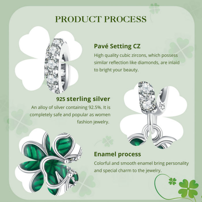 Pandantiv argint cu trifoi cu 4 foi si gargarita [10]