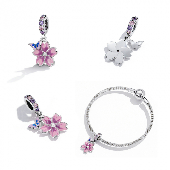 Pandantiv argint floare si fluture [6]