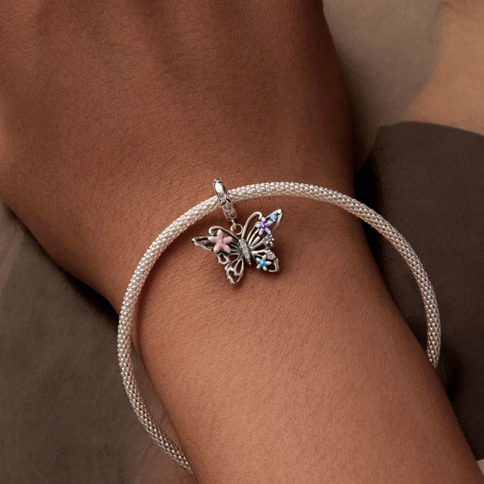 Pandantiv argint fluture si flori [4]