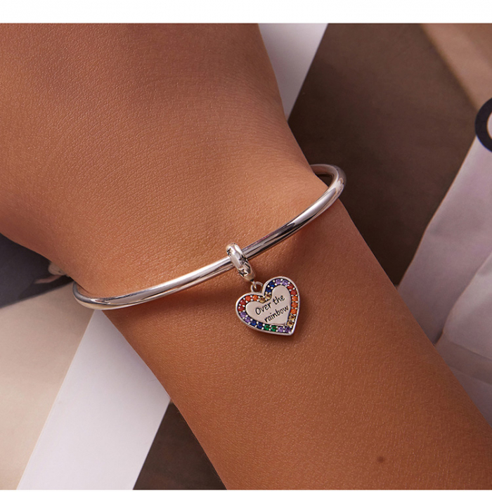 Pandantiv argint inima si curcubeu [6]