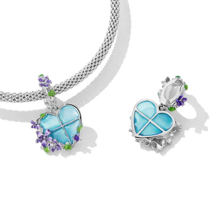 Pandantiv argint inima si flori [4]