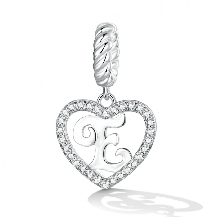 Pandantiv argint inima si litera E [2]