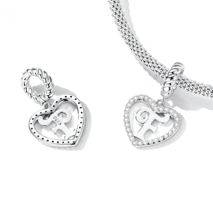 Pandantiv argint inima si litera F [3]