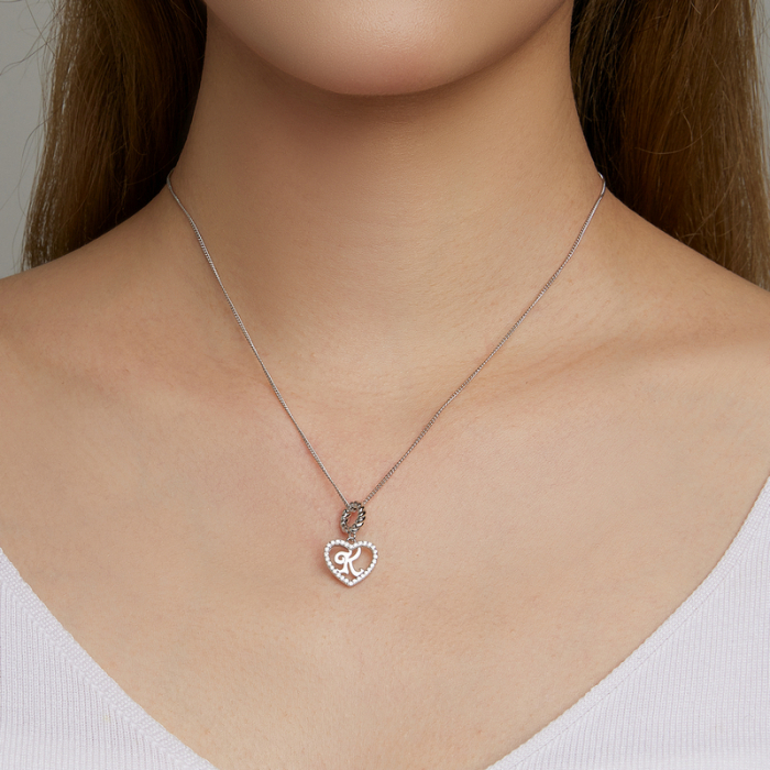 Pandantiv argint inima si litera M [4]