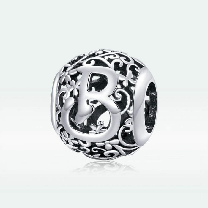 Pandantiv argint litera B floral [5]