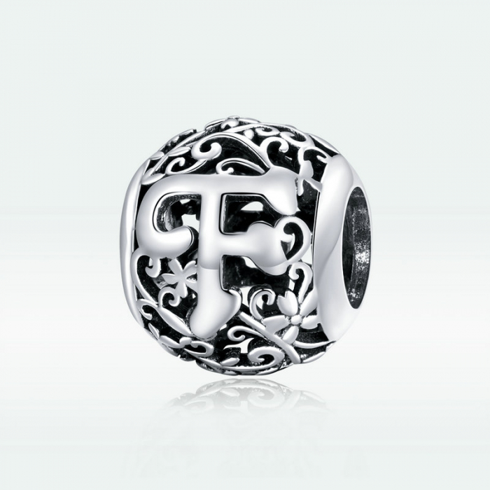 Pandantiv argint litera F floral [2]