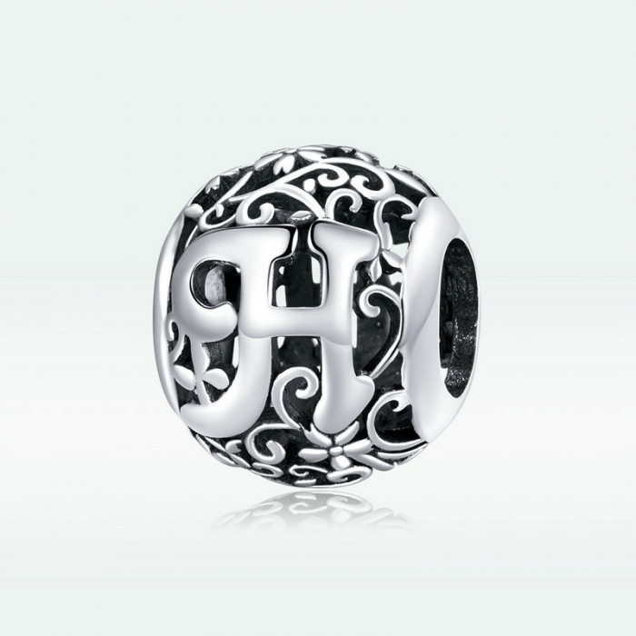 Pandantiv argint litera H floral [5]