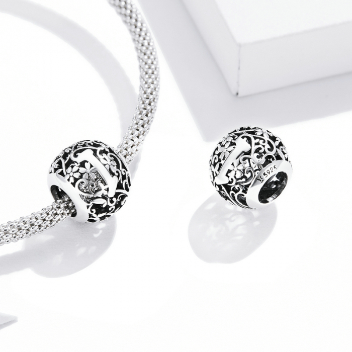 Pandantiv argint litera I floral [4]