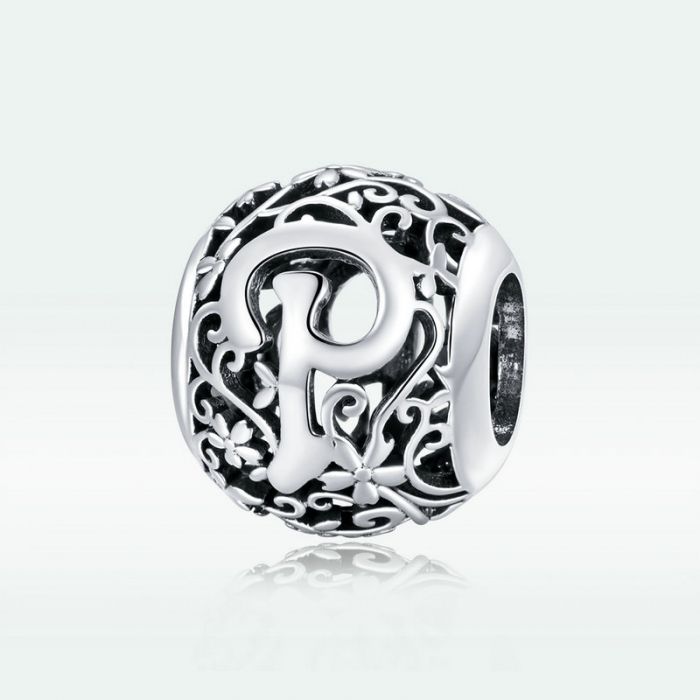 Pandantiv argint litera P floral [5]