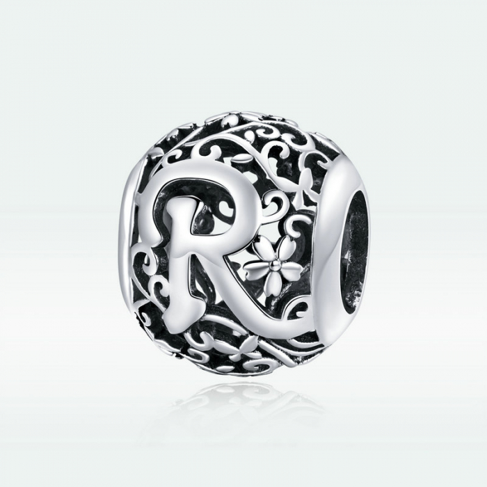 Pandantiv argint litera R floral [5]