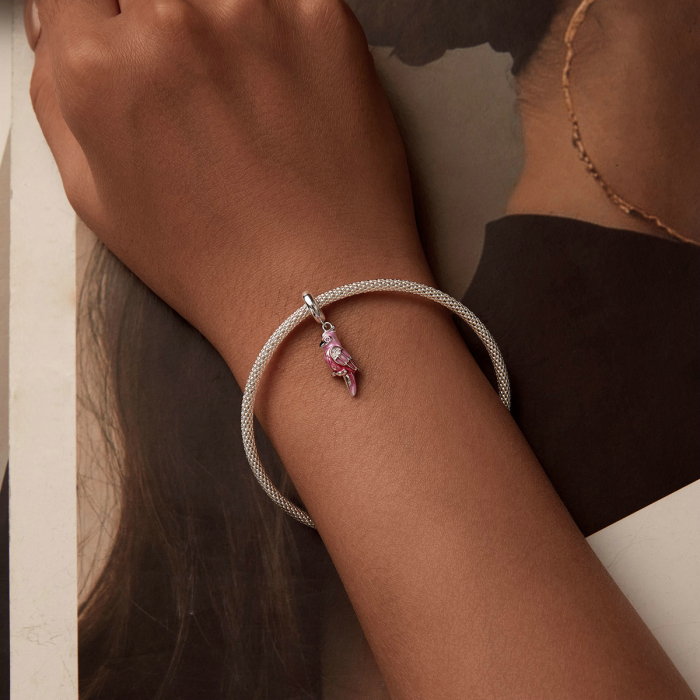 Pandantiv argint papagal roz [5]