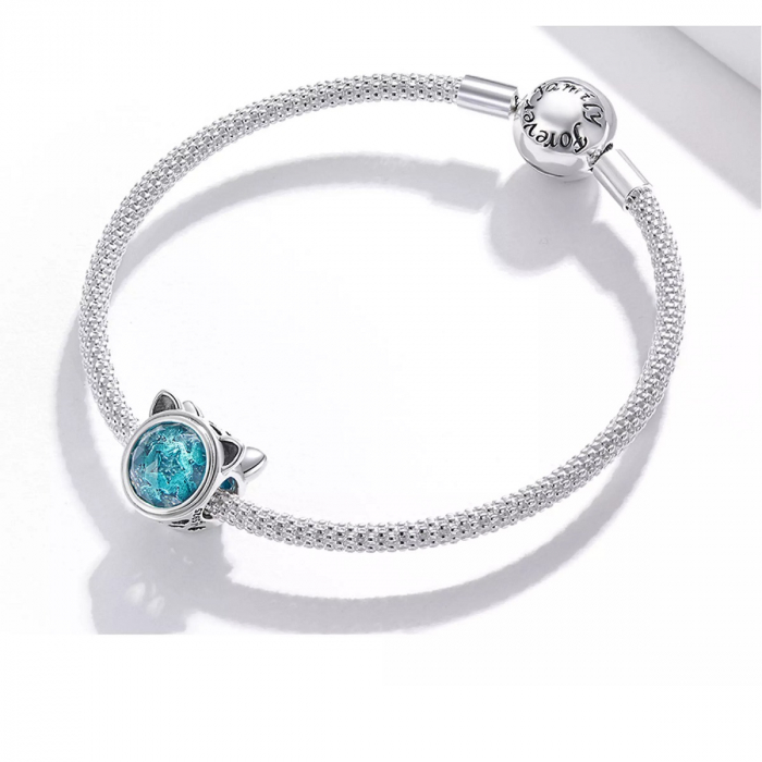 Talisman argint pisicuta cu zirconiu bleu [2]