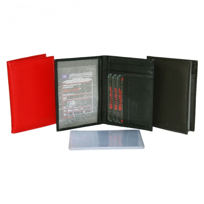 Portcard piele naturala Bellugio PCA01 Rosu [9]