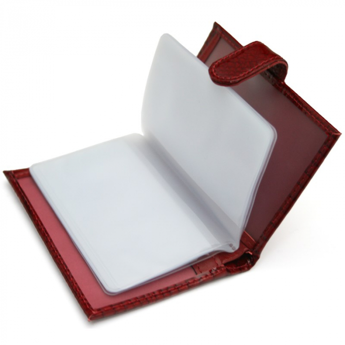 Portcard piele naturala Ellini PCA33 Rosu [4]