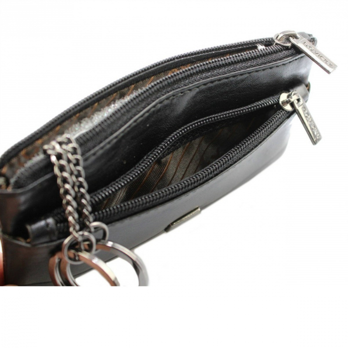 Portchei piele naturala cu 2 compartimente Rovicky, PCH300, Negru [4]