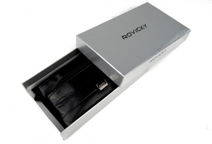 Portchei piele naturala cu 2 compartimente Rovicky, PCH300, Negru [7]