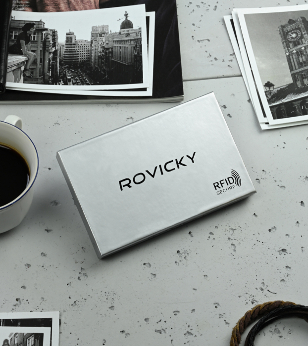 Portchei piele naturala cu 2 compartimente Rovicky, PCH300, Negru [11]