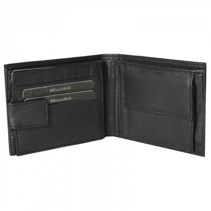 Portofel barbati din piele naturala cu cusatura albastra Bellugio PORMZ012 [3]
