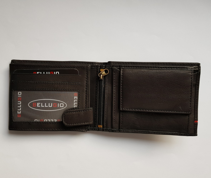 Portofel barbati din piele naturala cu dunguta albastra Bellugio PORMZ006 [2]
