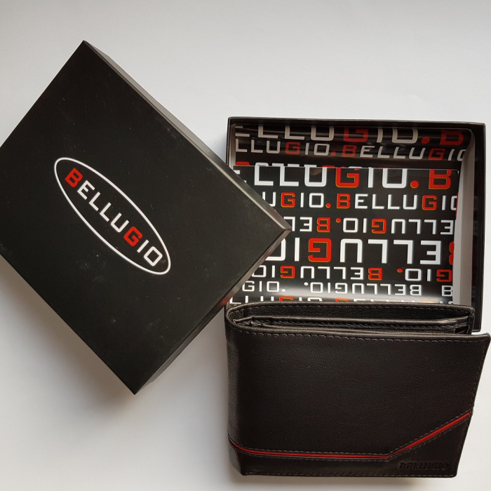 Portofel barbati din piele naturala cu dunguta rosie Bellugio PORMZ007 [6]