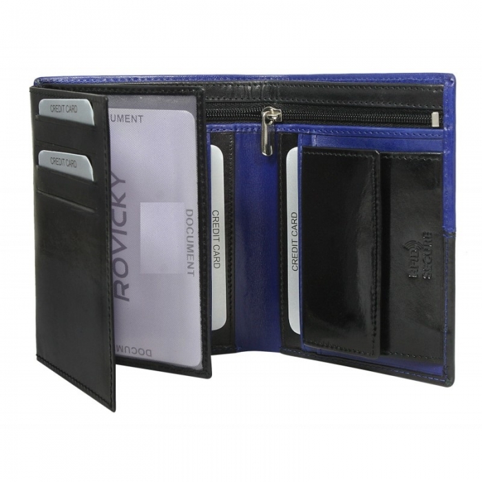 Portofel barbati din piele naturala cu protectie RFID Rovicky PORM573 Albastru [2]