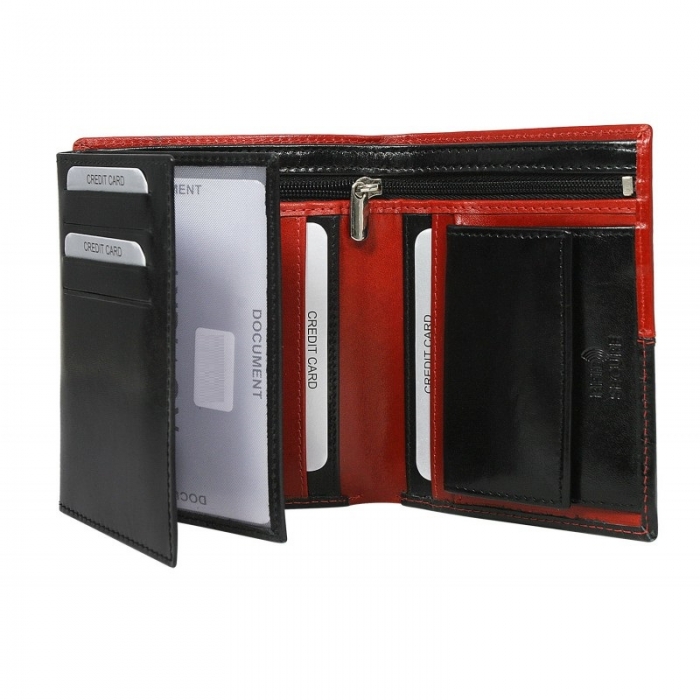 Portofel barbati din piele naturala cu protectie RFID Rovicky PORM574 Rosu [2]