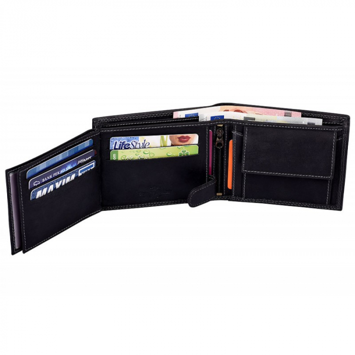 Portofel barbati din piele naturala PORMG059 Negru, cu RFID [5]